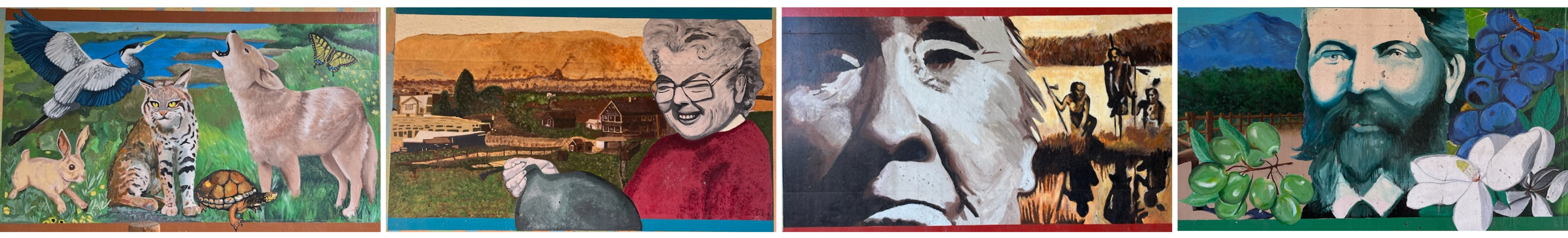 The four murals seen along Walker Preserve Trail
